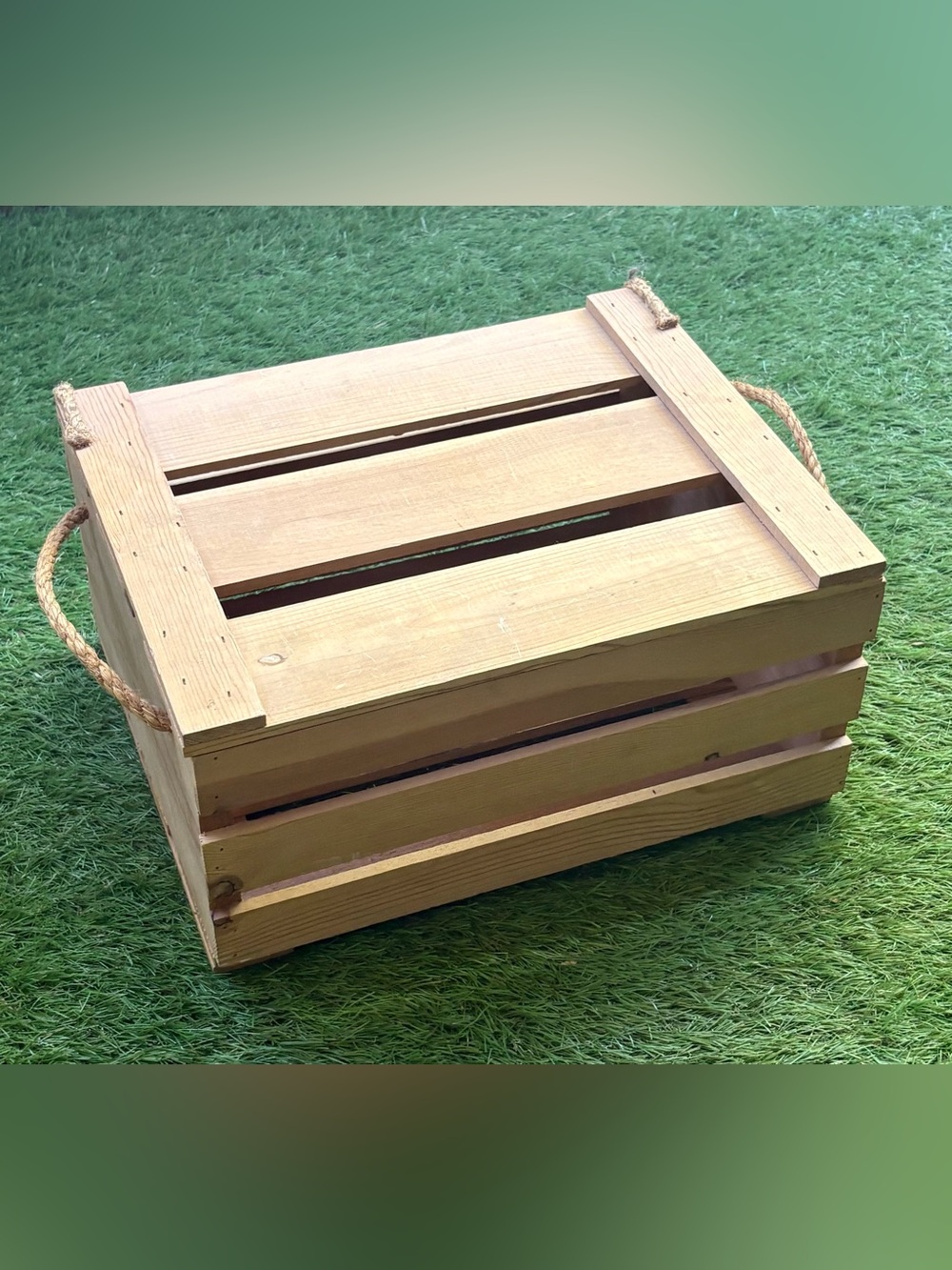 Natural Wood Rope-Handle Storage Crate - Picture 2 of 5